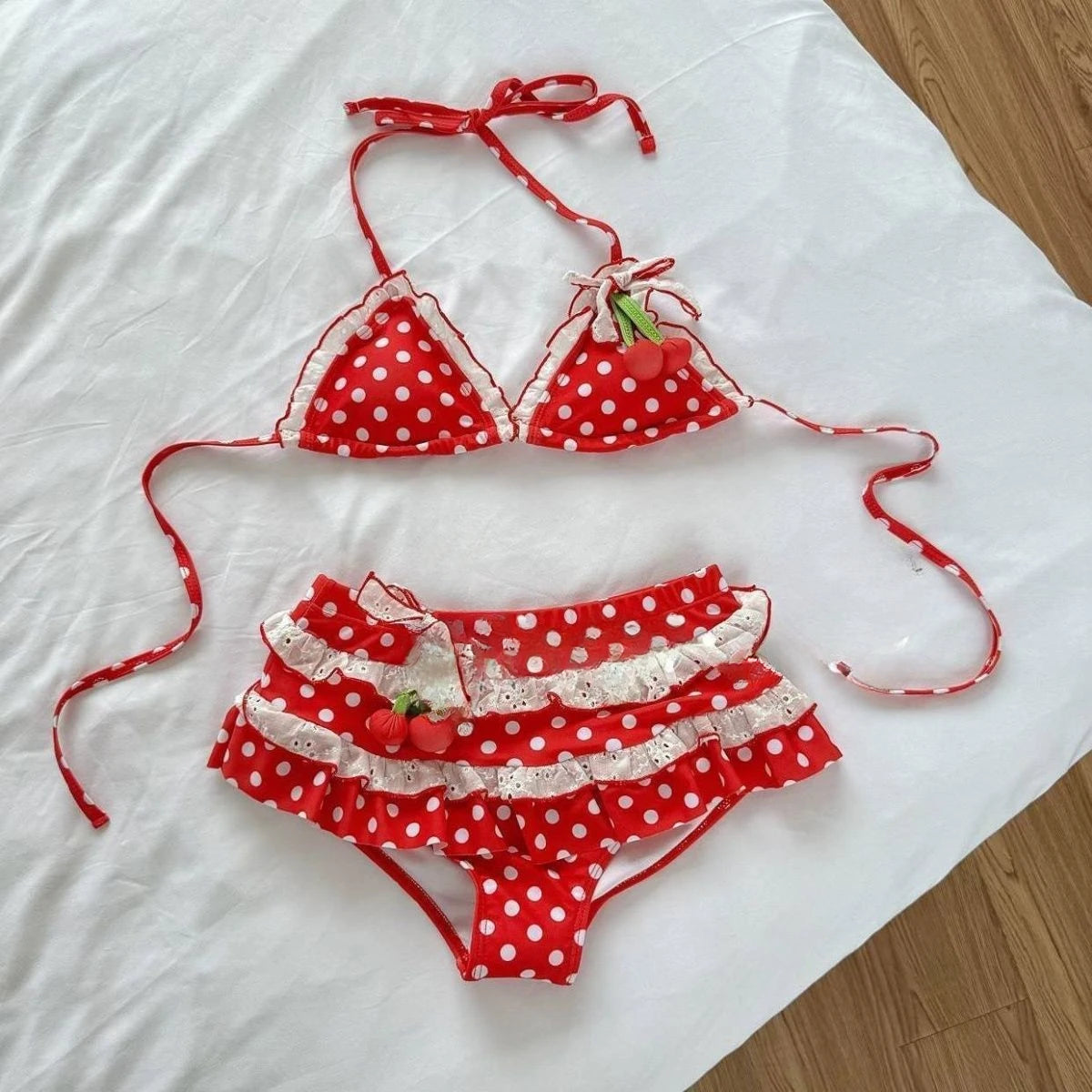 2025 Swimwear Beach Style Bikinis Beachwear Bathing Suit Sexy Lace-up Splicing Vintage Y2k Bikini Sets Holidays Swimsuit Women