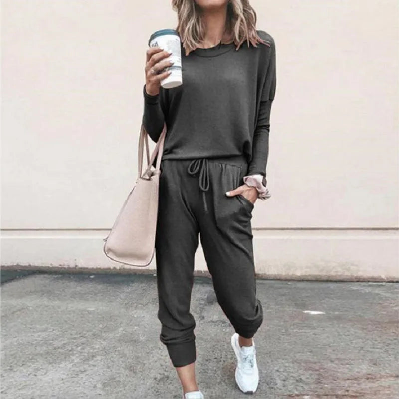 Women Tracksuit 2024 Spring Autumn Casual Solid Color Long Sleeve Loose Hoodies Female Fashion Oversize Sportswear Two Piece Set
