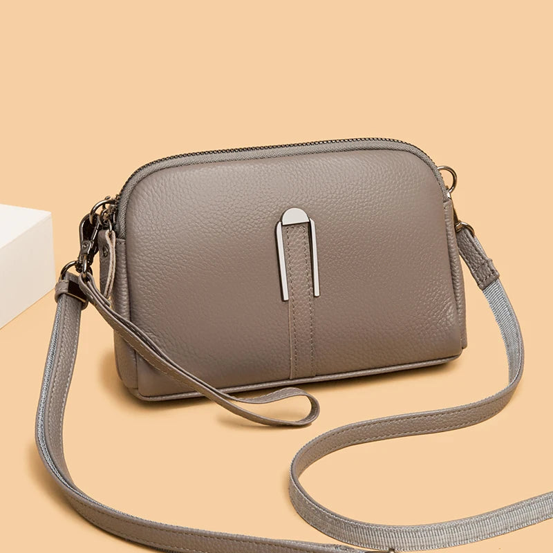 100% Genuine Leather Bag Luxury Women's Crossbody Bags for Woman Mom Female Solid Color Clutch Phone Shoulder Messenger Bag Sac
