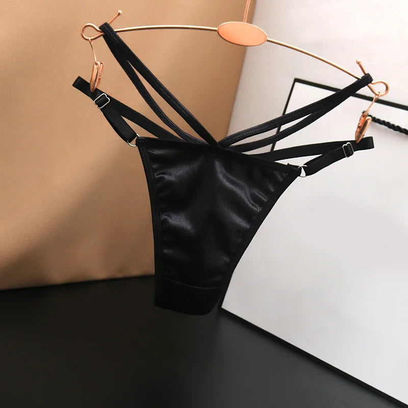 Women's panties Sexy Double Thin Low Waist Women's Thong Shiny G-string Breathable Comfortable T-Back Lingerie Ladies Intimate F