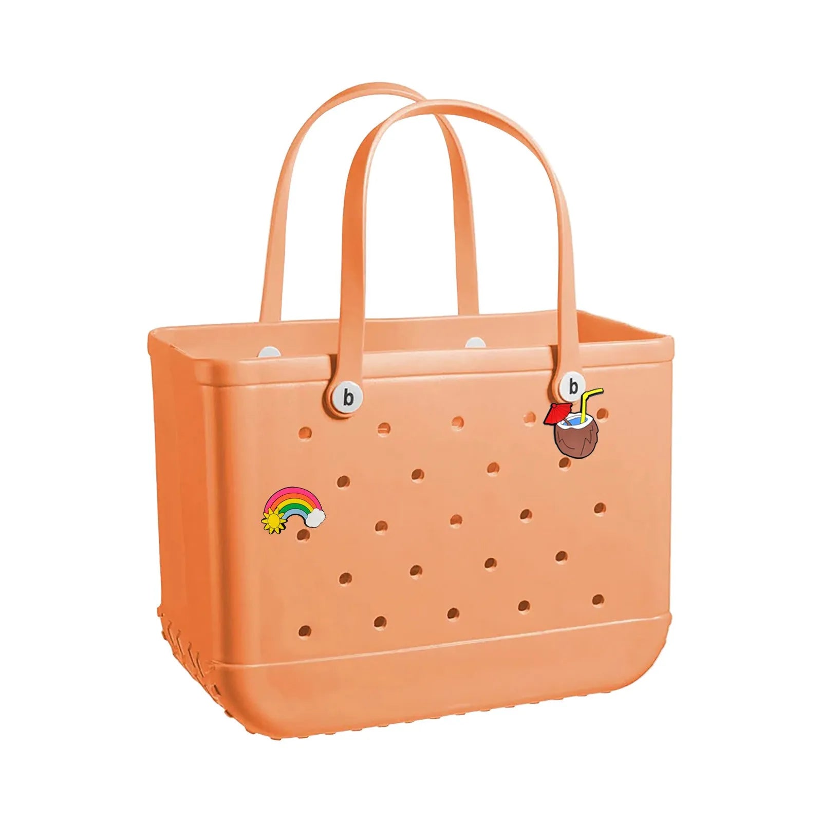 38x13x32cm Beach Bogg Bag Tote Silicone Basket Waterproof Mini Jelly Handbag Picnic Basket Multi-Purpose Croc Handbag Beach Bags