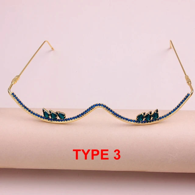 Stonefans Long Fringed Glasses Frame Designer Vintage 2022 Eyeglasses Without Lens for Women Face Decorations Helloween Jewelry