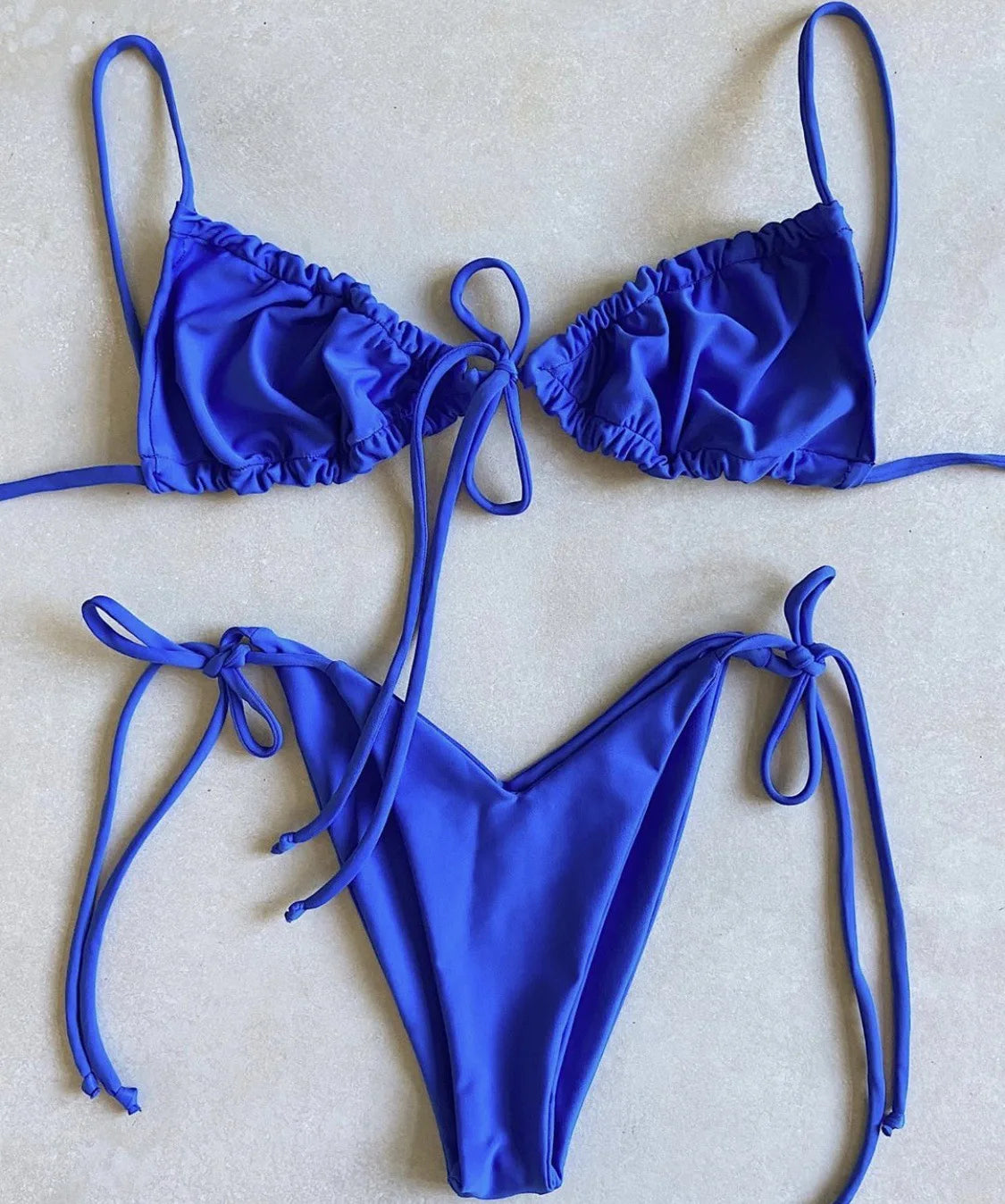 women's swimsuit loop strap bikini double face plain swimsuit sexy bikini swimming pool party essential NEW