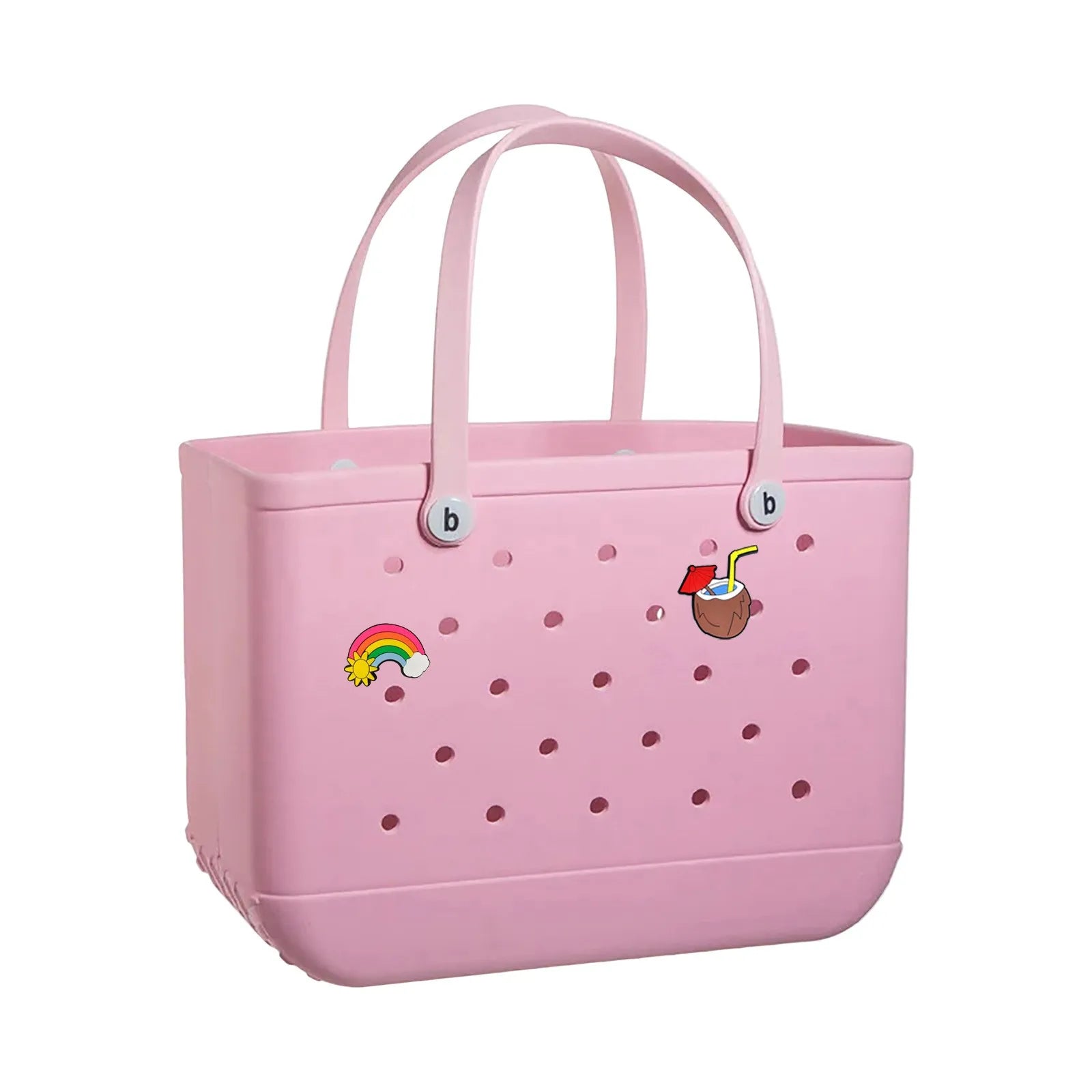 38x13x32cm Beach Bogg Bag Tote Silicone Basket Waterproof Mini Jelly Handbag Picnic Basket Multi-Purpose Croc Handbag Beach Bags