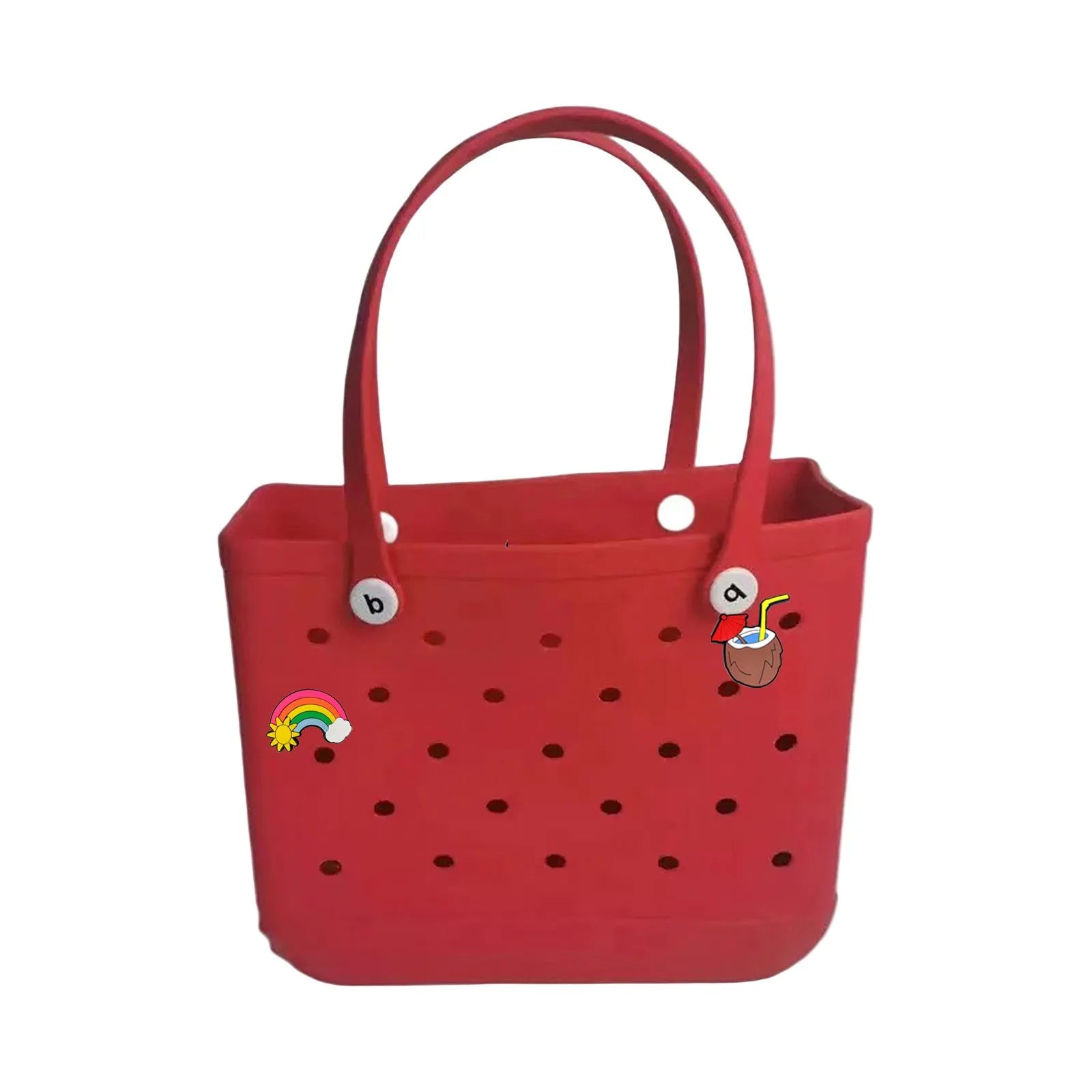 38x13x32cm Beach Bogg Bag Tote Silicone Basket Waterproof Mini Jelly Handbag Picnic Basket Multi-Purpose Croc Handbag Beach Bags