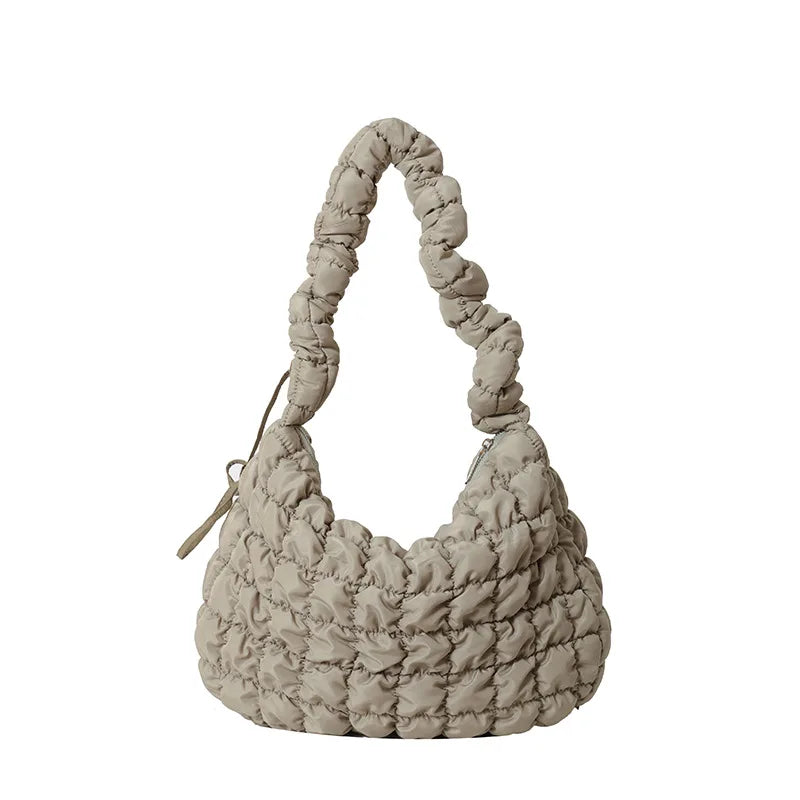 Large Capacity Puffer Crossbody Bag Pleated Nylon Cloud Shoulder Bag Tote Bucket Designer Bag Ruched Fashion Lady Dumpling Buns