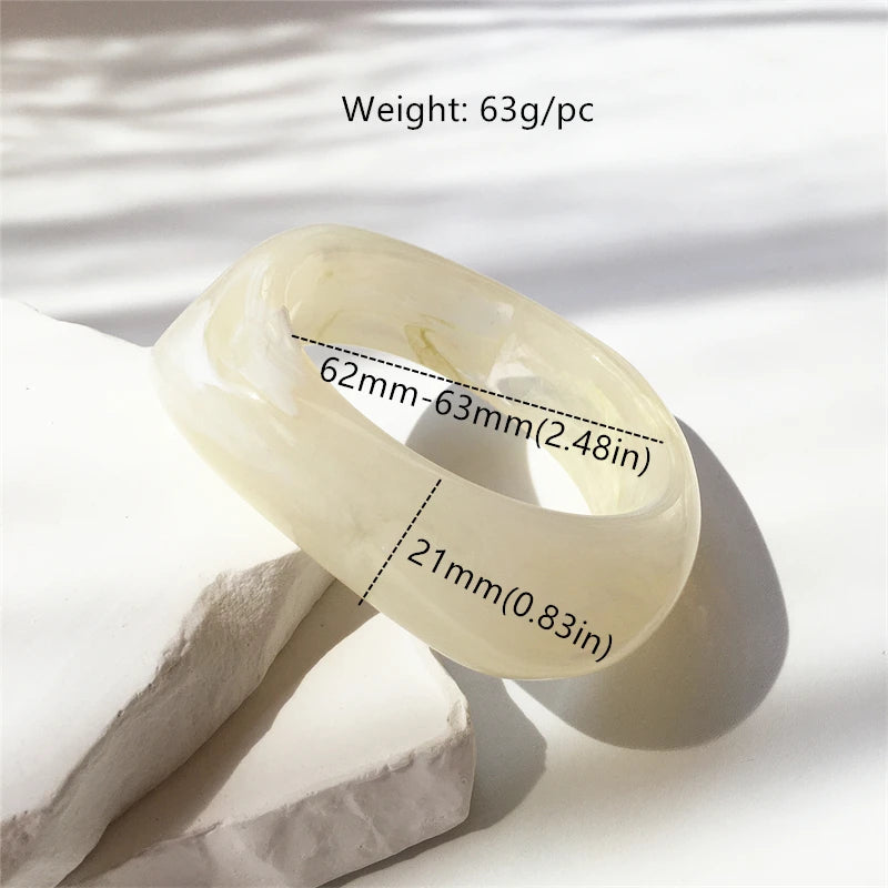 UJBOX Wholesale 63/65mm Size Irregular Square Acrylic Bangle Bracelet for Women Vintage Wedding Party Jewelry Waterproof