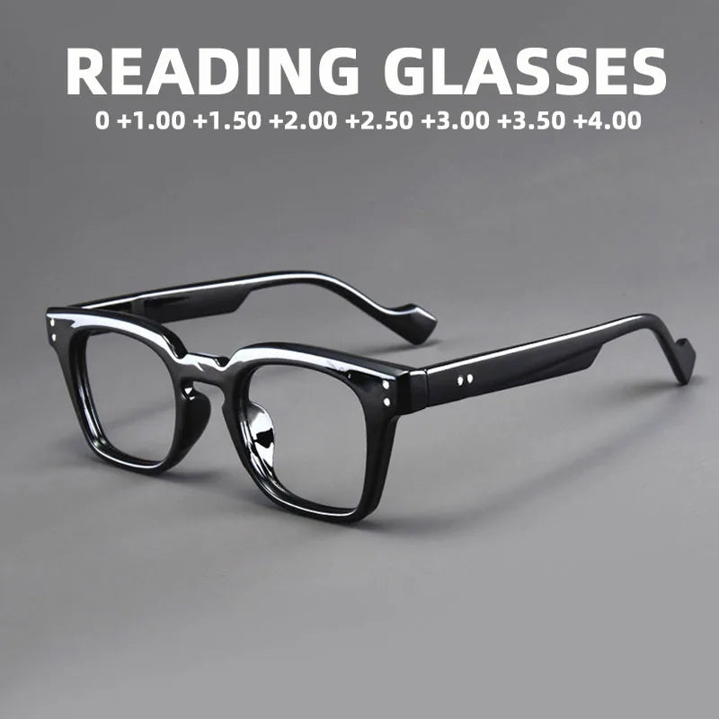 2025 New Square Reading Glasses Men Black Frame Presbyopia Eyeglasses Women Far Sight Optical Eyewear Diopters 0~+4.0 Spectacles