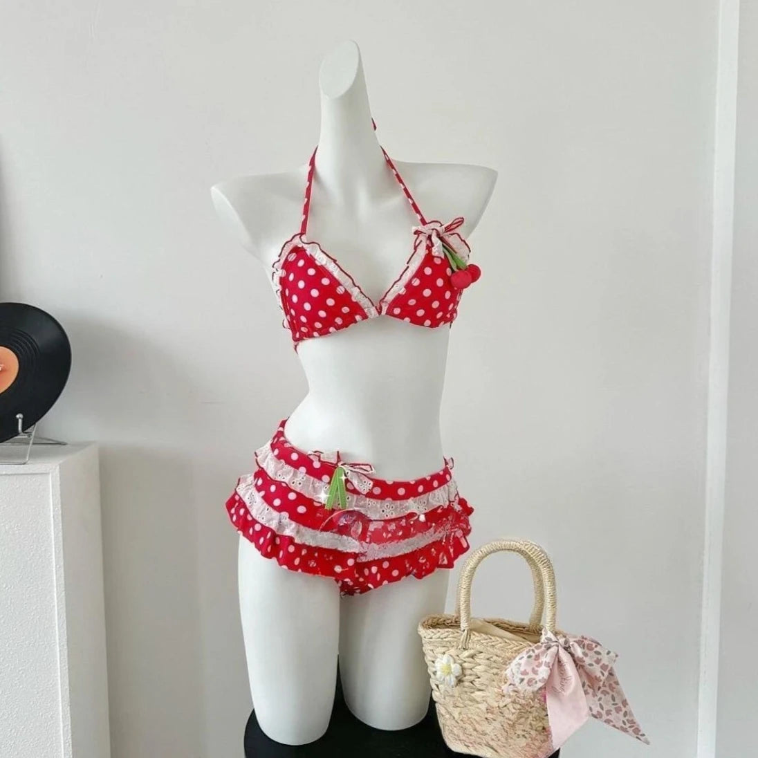 2025 Swimwear Beach Style Bikinis Beachwear Bathing Suit Sexy Lace-up Splicing Vintage Y2k Bikini Sets Holidays Swimsuit Women