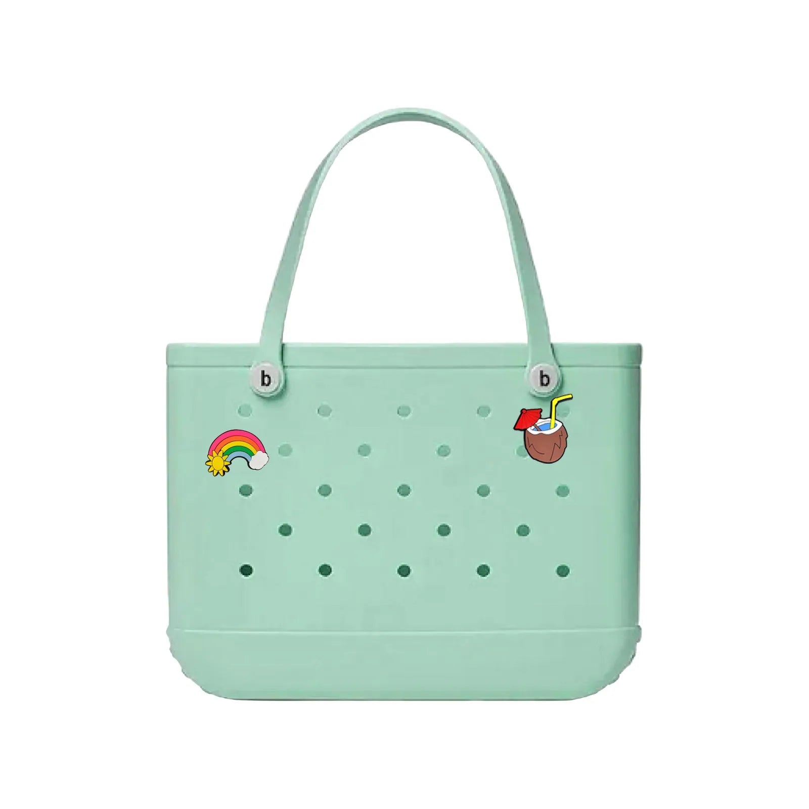 38x13x32cm Beach Bogg Bag Tote Silicone Basket Waterproof Mini Jelly Handbag Picnic Basket Multi-Purpose Croc Handbag Beach Bags