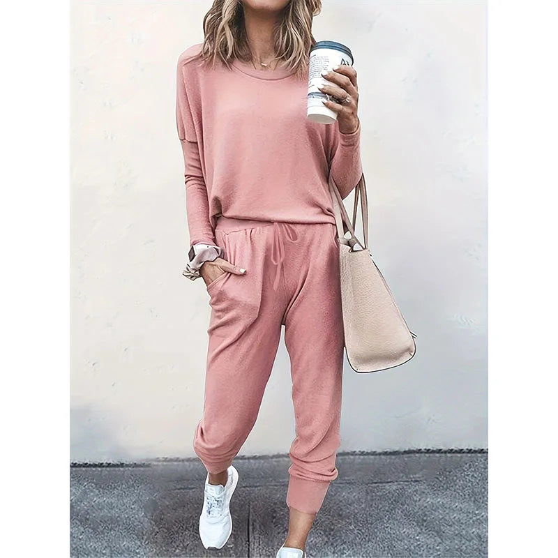 Women Tracksuit 2024 Spring Autumn Casual Solid Color Long Sleeve Loose Hoodies Female Fashion Oversize Sportswear Two Piece Set
