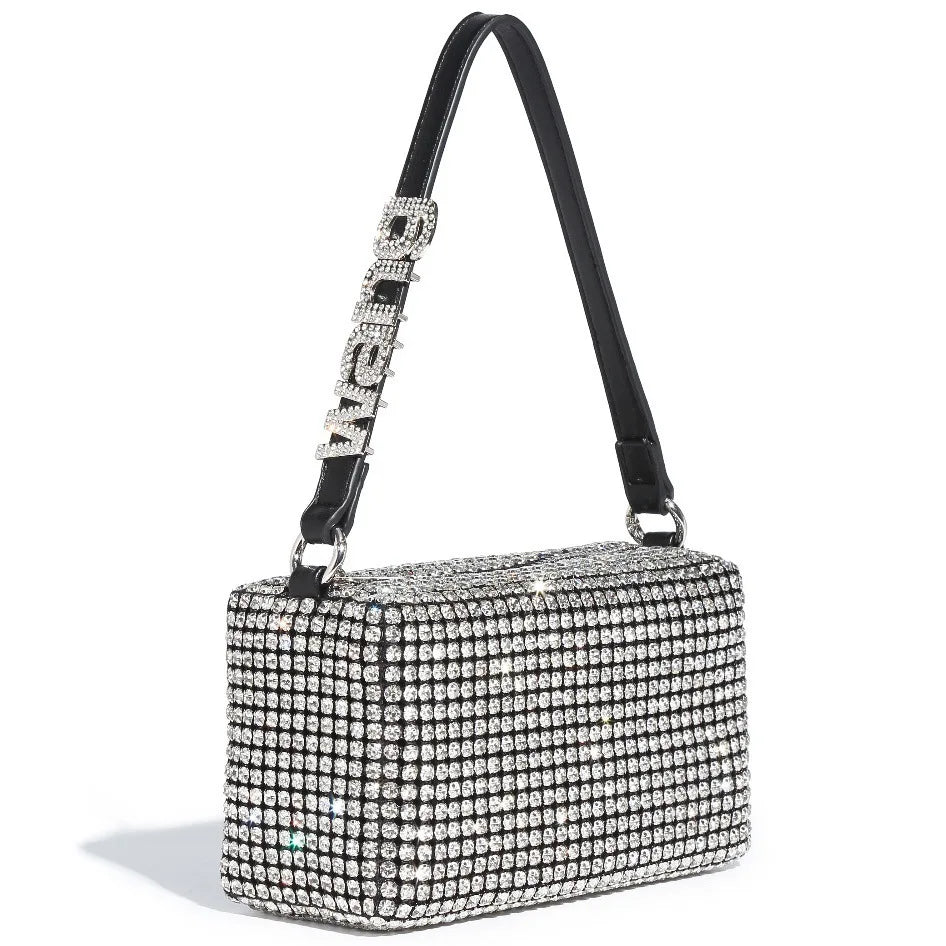 2025 Luxury Rhinestone Pearl Evening Bag for Women | Sparkly Stage Performance Purse | Elegant Dinner Party Clutch Crossbody Bag