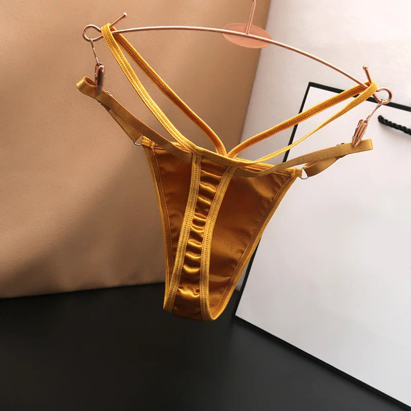 Women's panties Sexy Double Thin Low Waist Women's Thong Shiny G-string Breathable Comfortable T-Back Lingerie Ladies Intimate F