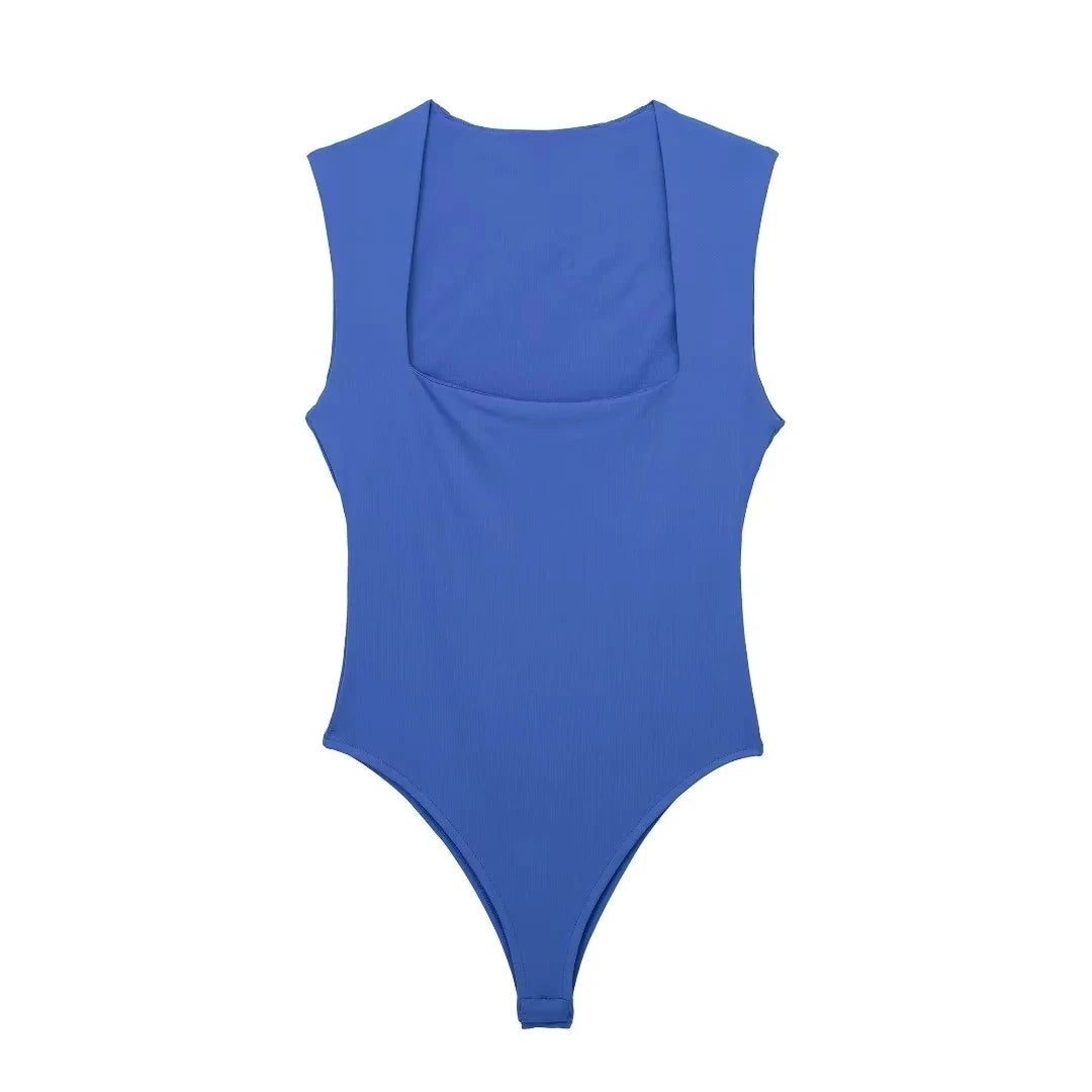 TRAF Woman Bodysuit Summer Sleeveless Tops Blue Body Sexy Women Corset Black White Bodysuit Lingerie One Piece Slimming Bodysuit