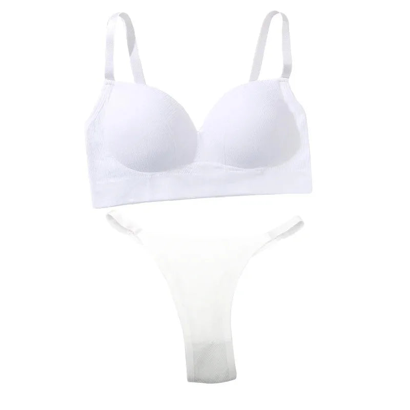 Sexy Women Bra Panties Set G-String Sports Bra Crop Top Seamless Underwear Fitness Bra Top Thongs Female Lingerie Set Intimates