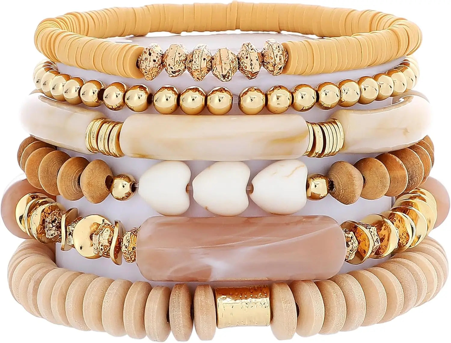 Simple Beaded Gold Bangle Bracelet Chunky Bamboo Tube Curved Stacking Clear Acrylic Colorful Stretchable Bracelets Set For Women