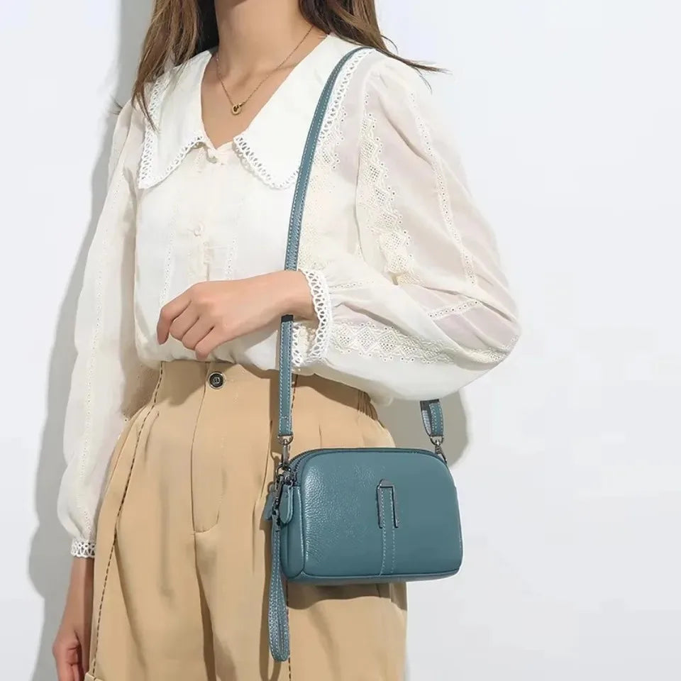 100% Genuine Leather Bag Luxury Women's Crossbody Bags for Woman Mom Female Solid Color Clutch Phone Shoulder Messenger Bag Sac