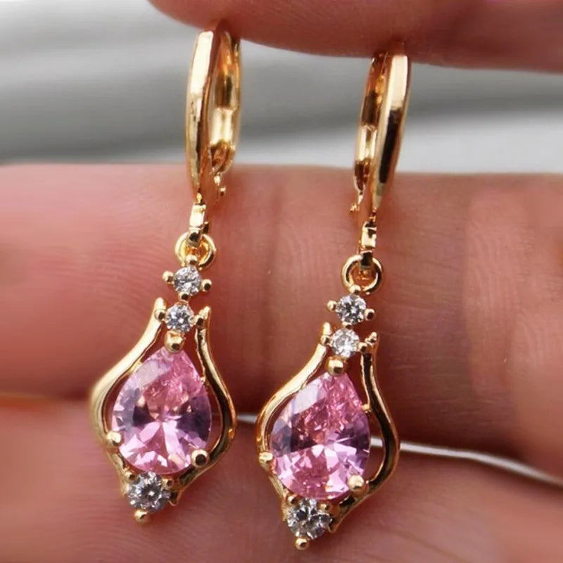 Light Luxury Temperament Accessories Earrings Multi-color Drop-shaped Zircon Earrings for Girls Women Party Elegant Jewelry