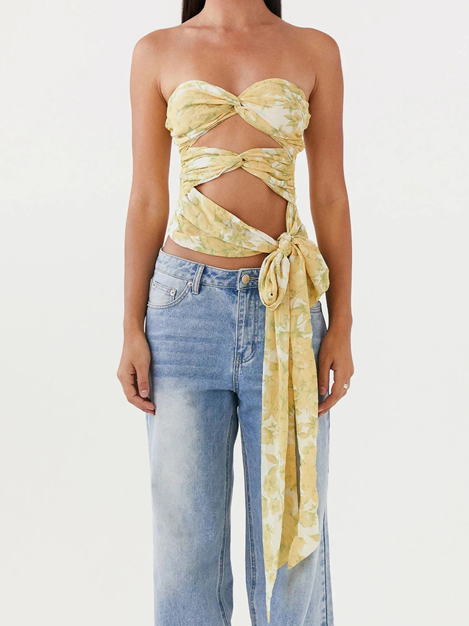 Women s Off Shoulder Ruffle Crop Tops Summer Boho Floral Print Elastic Tube Top Sexy  Fit Blouse Shirt