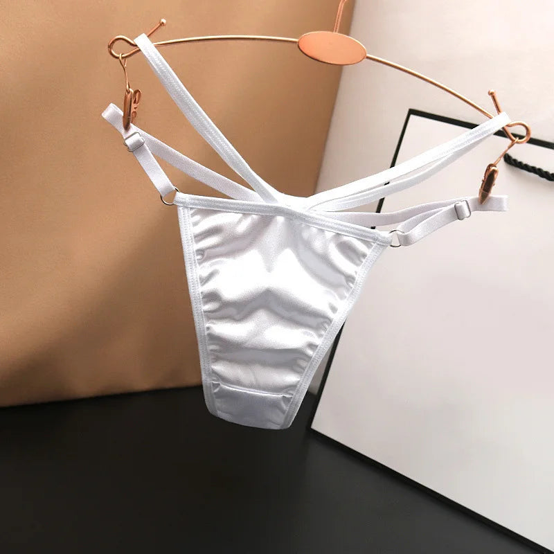 Women's panties Sexy Double Thin Low Waist Women's Thong Shiny G-string Breathable Comfortable T-Back Lingerie Ladies Intimate F