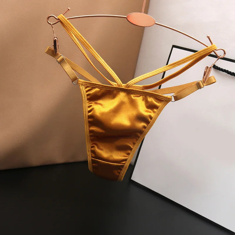 Women's panties Sexy Double Thin Low Waist Women's Thong Shiny G-string Breathable Comfortable T-Back Lingerie Ladies Intimate F