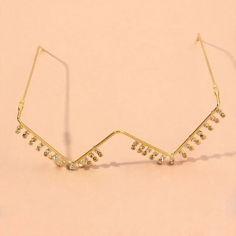 Stonefans Long Fringed Glasses Frame Designer Vintage 2022 Eyeglasses Without Lens for Women Face Decorations Helloween Jewelry
