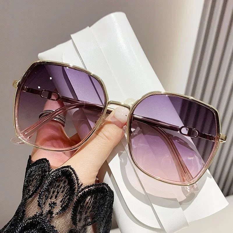 New Fashion Big Frame Sunglasses Women UV400 Gradient Lens Sun Glasses