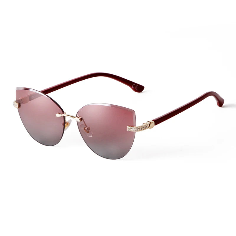 Vintage Cat Eye Rimless Sunglasses Women Brand Frameless Gradient Cut Lens Shade Eyewear Trendy Oversized Men Sun Glasses Female