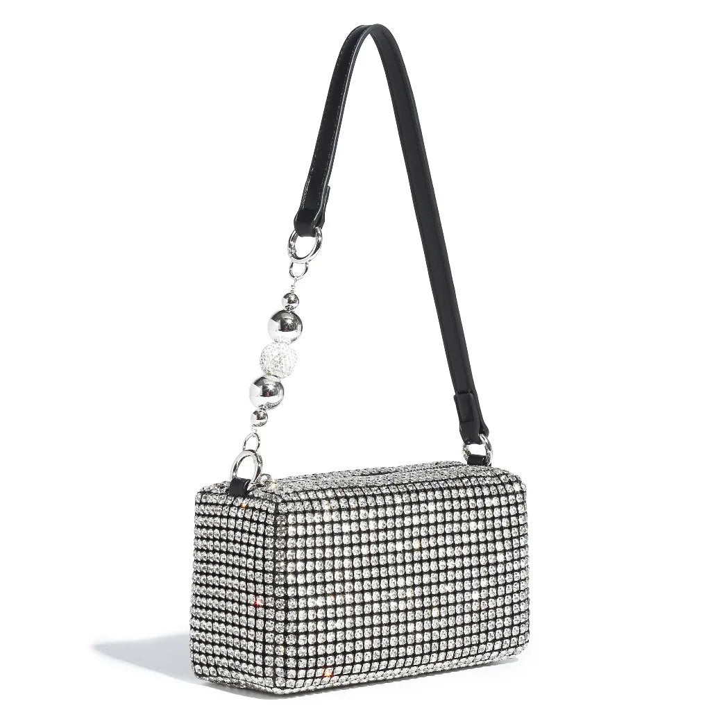 2025 Luxury Rhinestone Pearl Evening Bag for Women | Sparkly Stage Performance Purse | Elegant Dinner Party Clutch Crossbody Bag