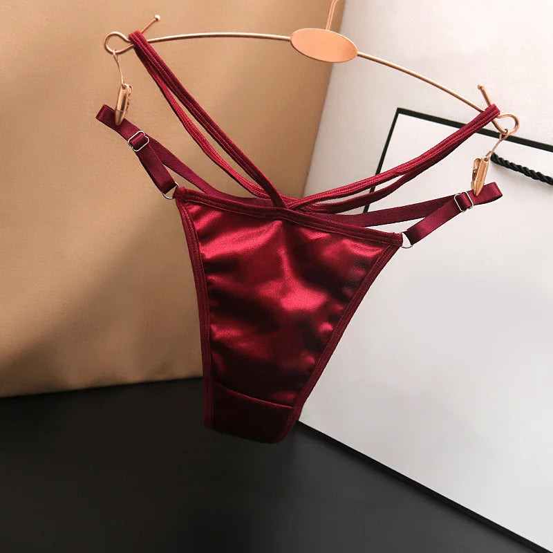 Women's panties Sexy Double Thin Low Waist Women's Thong Shiny G-string Breathable Comfortable T-Back Lingerie Ladies Intimate F