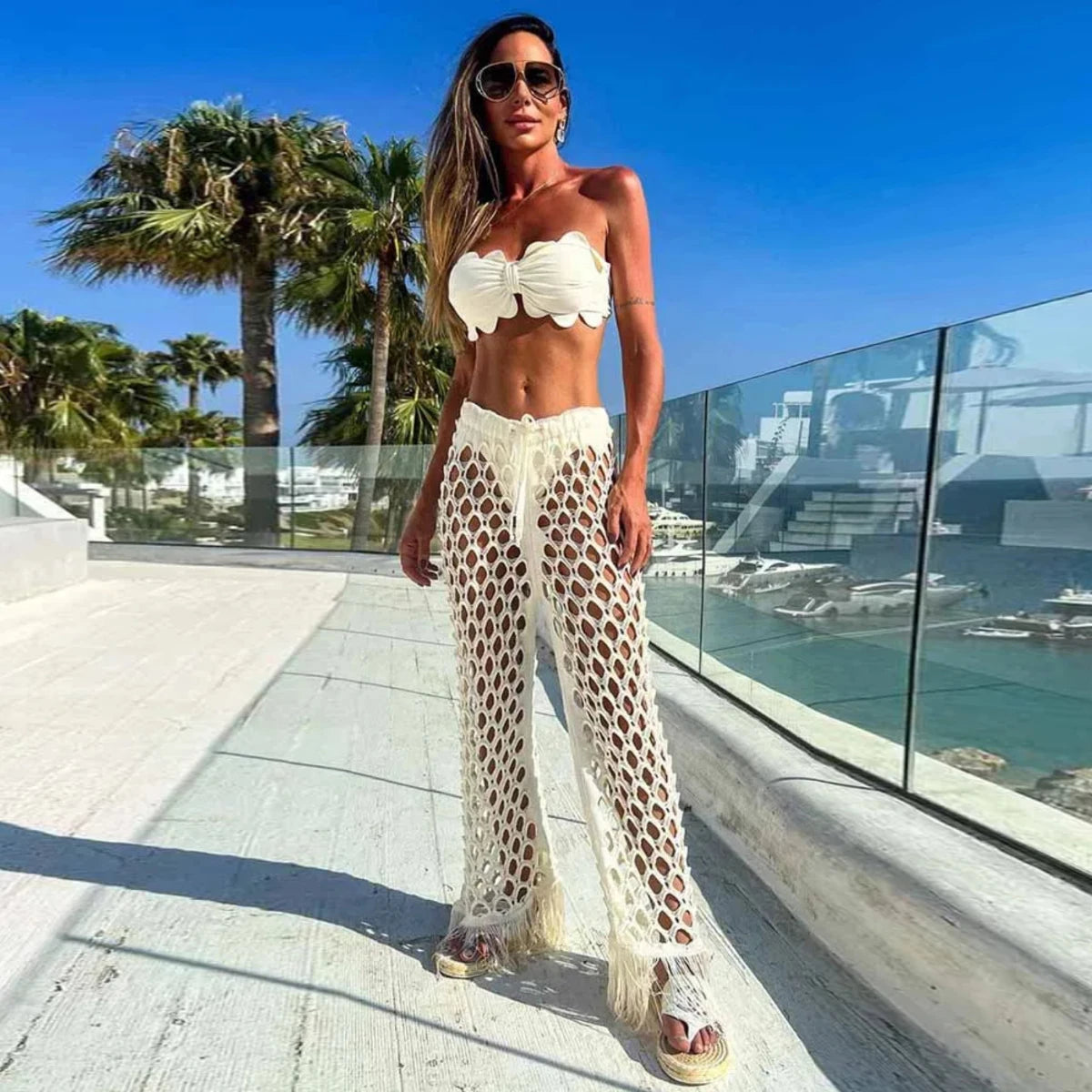 Black Sexy Bikini Pantdress Set Swimwear Women 2025 Off Shoulder SwimSuit Summer Ladies Bikini Dress Mesh Bathing Suit Beachwear