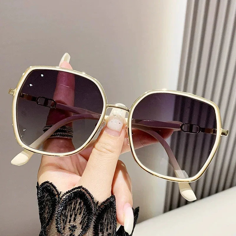 New Fashion Big Frame Sunglasses Women UV400 Gradient Lens Sun Glasses