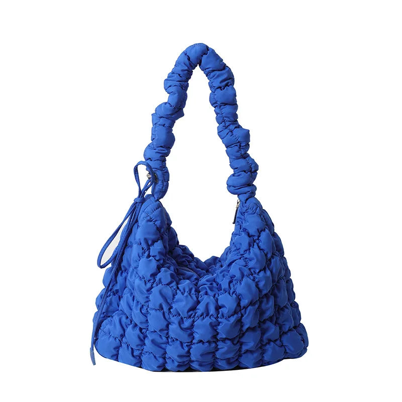 Large Capacity Puffer Crossbody Bag Pleated Nylon Cloud Shoulder Bag Tote Bucket Designer Bag Ruched Fashion Lady Dumpling Buns