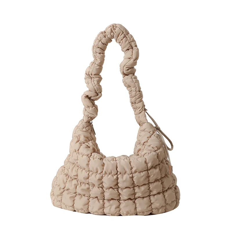 Large Capacity Puffer Crossbody Bag Pleated Nylon Cloud Shoulder Bag Tote Bucket Designer Bag Ruched Fashion Lady Dumpling Buns