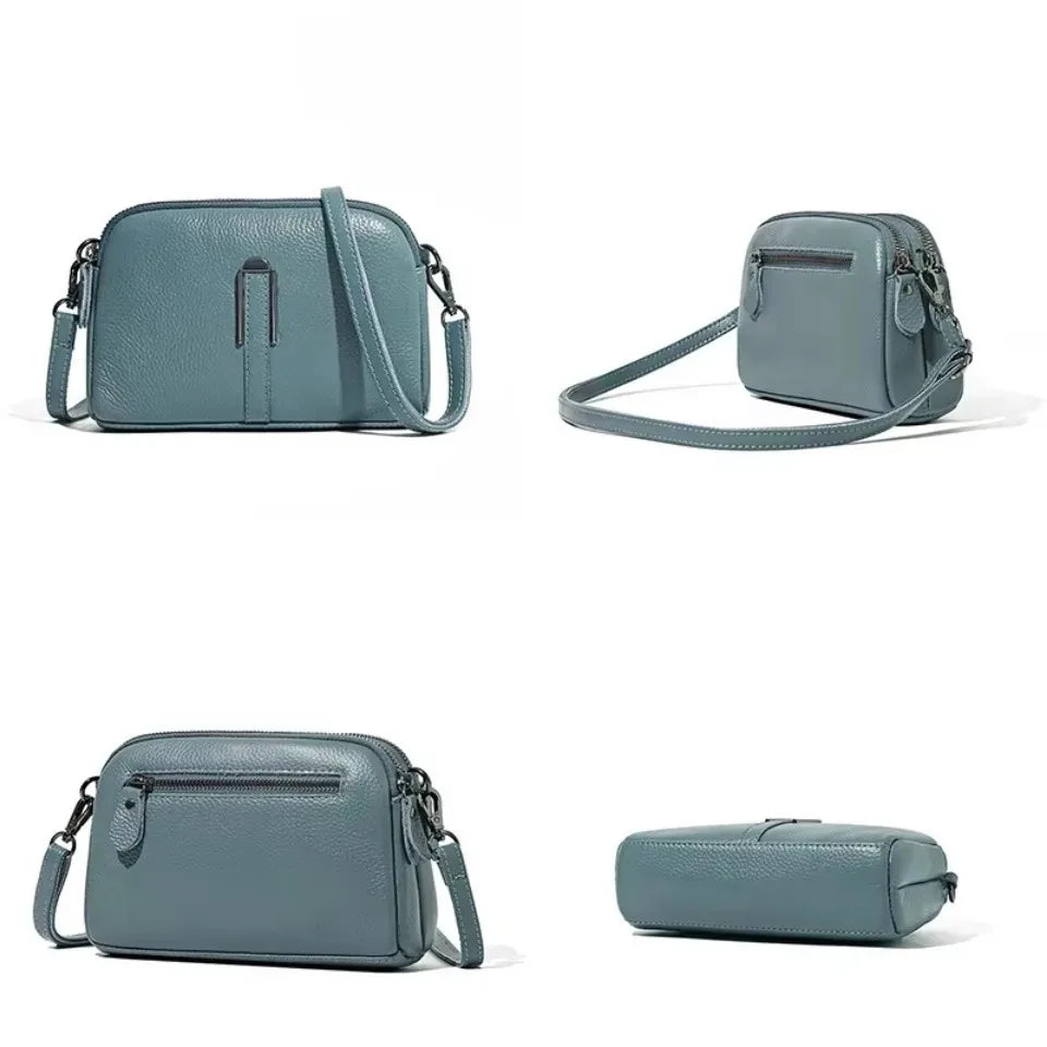 100% Genuine Leather Bag Luxury Women's Crossbody Bags for Woman Mom Female Solid Color Clutch Phone Shoulder Messenger Bag Sac