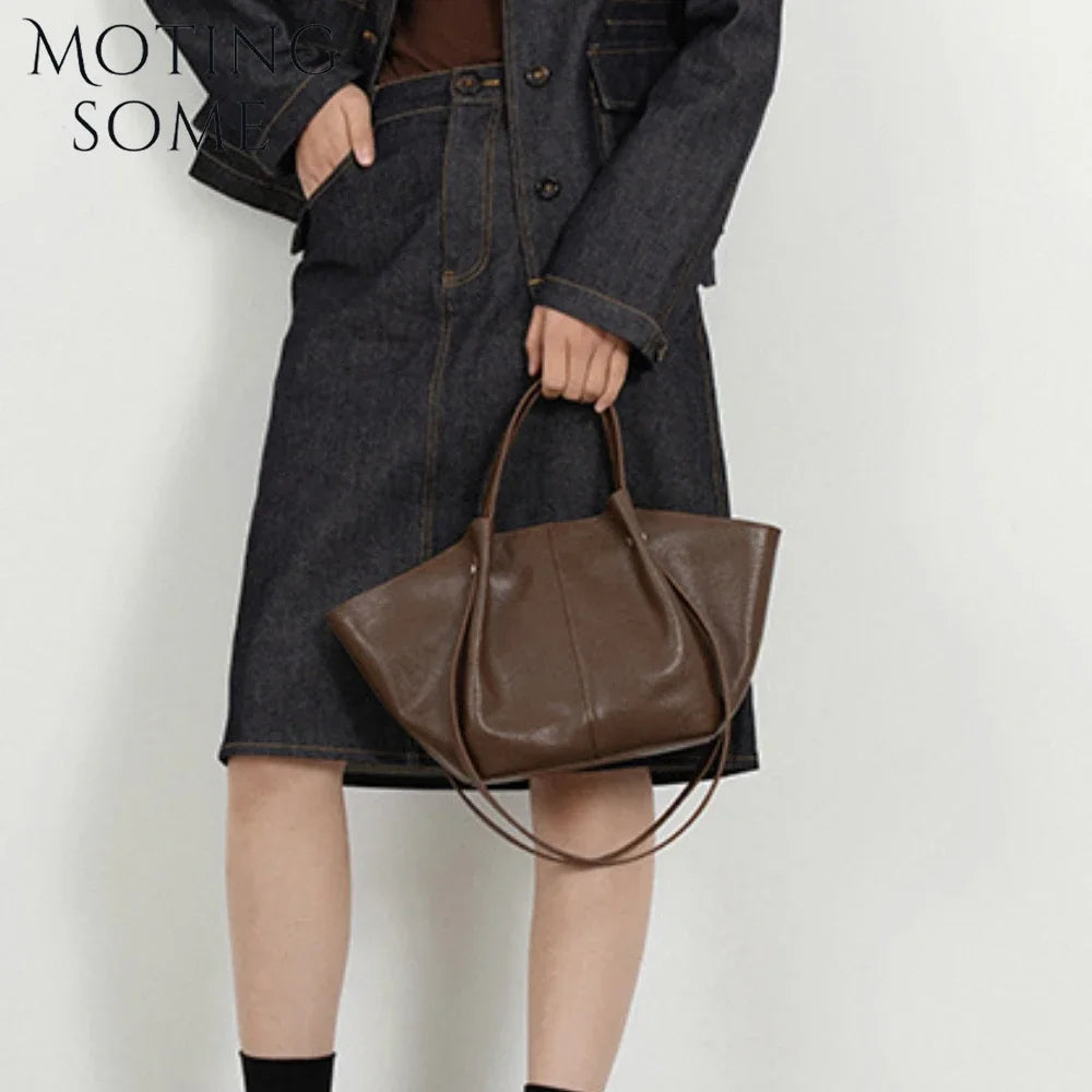 Motingsome Top Qualuty Shoulder Bag Woman Tote Crossbody First Layer Real Plant-tanned Leather Cowhide Wing Shape Mini Handbag