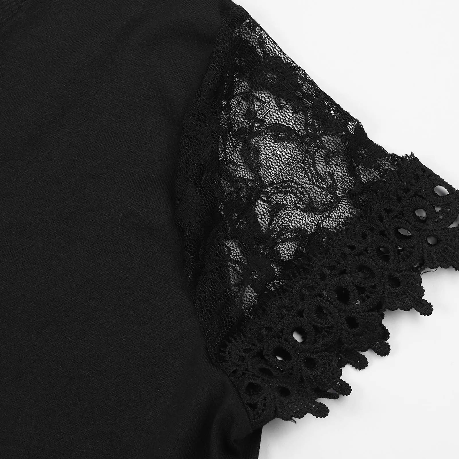 Womens Dresses Fashion Lace Mesh Patchwork Short Sleeve Bodysuit Clothes Elegant Temperament Party Knee Length Women Vestidos