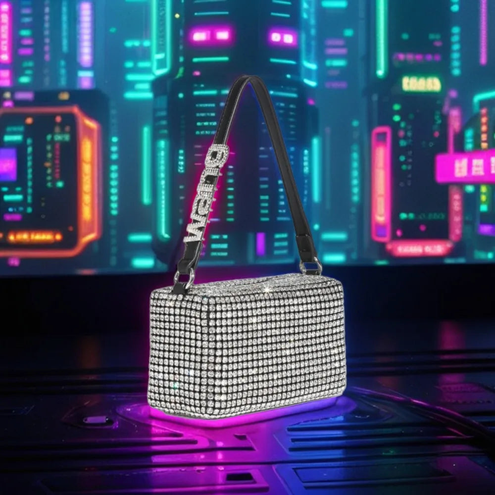 2025 Luxury Rhinestone Pearl Evening Bag for Women | Sparkly Stage Performance Purse | Elegant Dinner Party Clutch Crossbody Bag