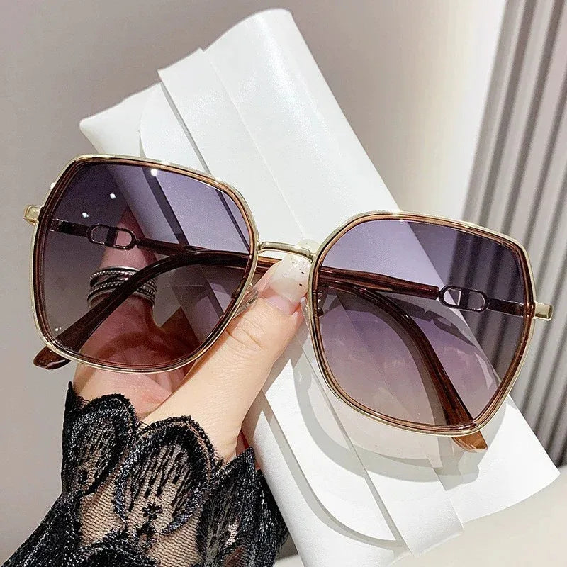 New Fashion Big Frame Sunglasses Women UV400 Gradient Lens Sun Glasses