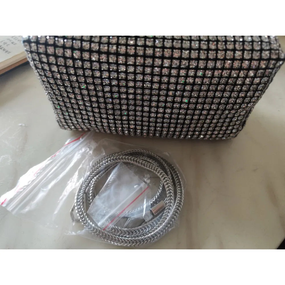 2025 Luxury Rhinestone Pearl Evening Bag for Women | Sparkly Stage Performance Purse | Elegant Dinner Party Clutch Crossbody Bag