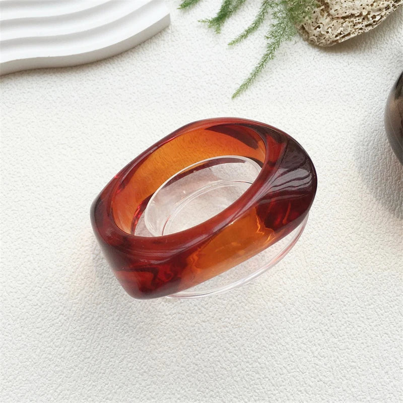 UJBOX Wholesale 63/65mm Size Irregular Square Acrylic Bangle Bracelet for Women Vintage Wedding Party Jewelry Waterproof