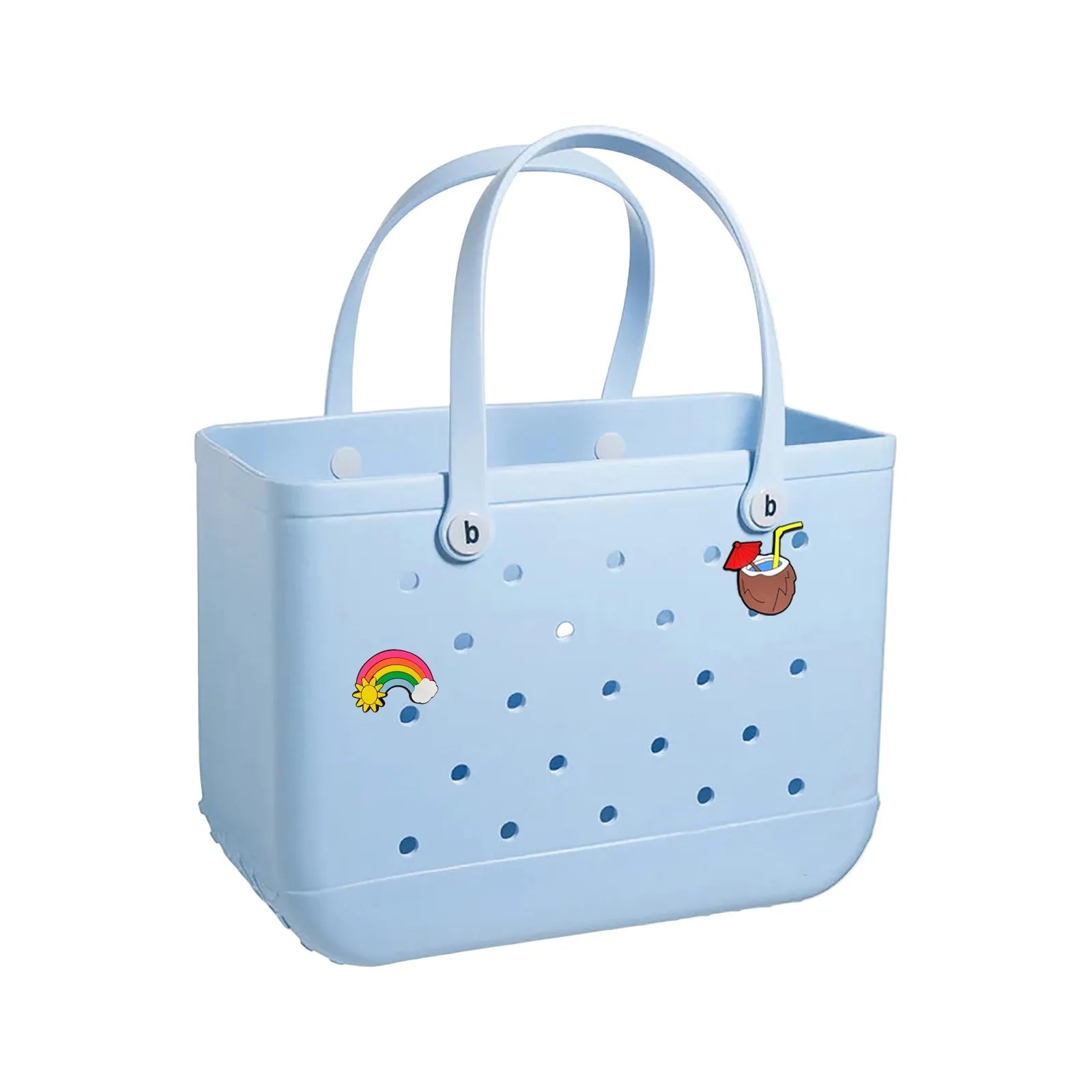 38x13x32cm Beach Bogg Bag Tote Silicone Basket Waterproof Mini Jelly Handbag Picnic Basket Multi-Purpose Croc Handbag Beach Bags
