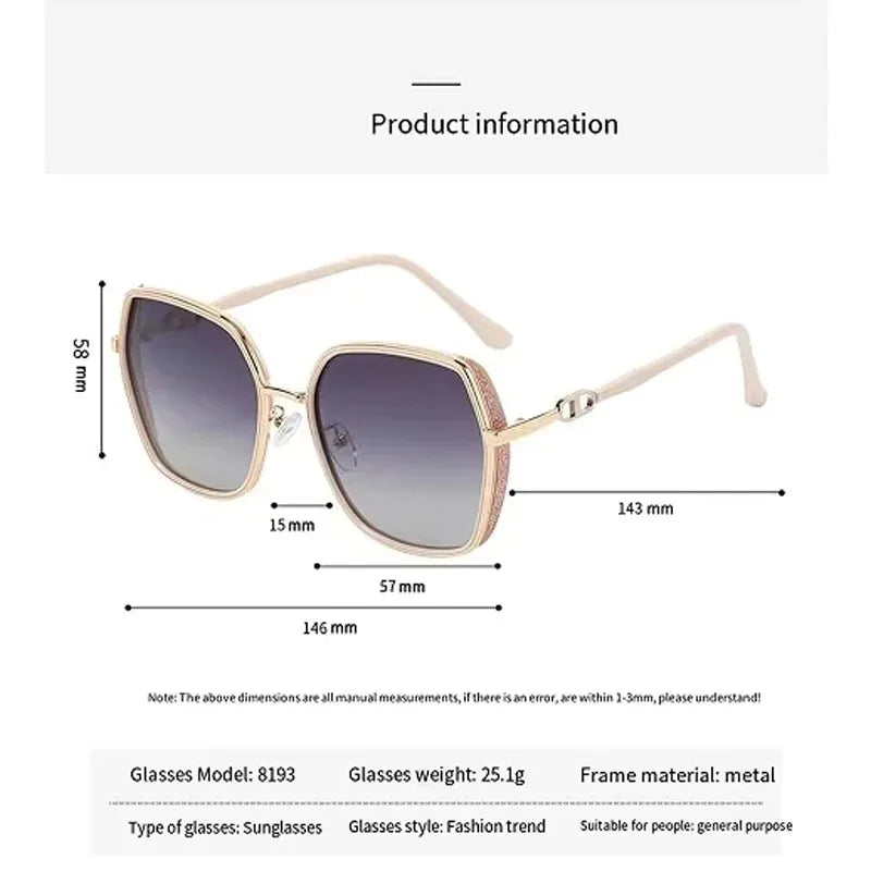 New Fashion Big Frame Sunglasses Women UV400 Gradient Lens Sun Glasses