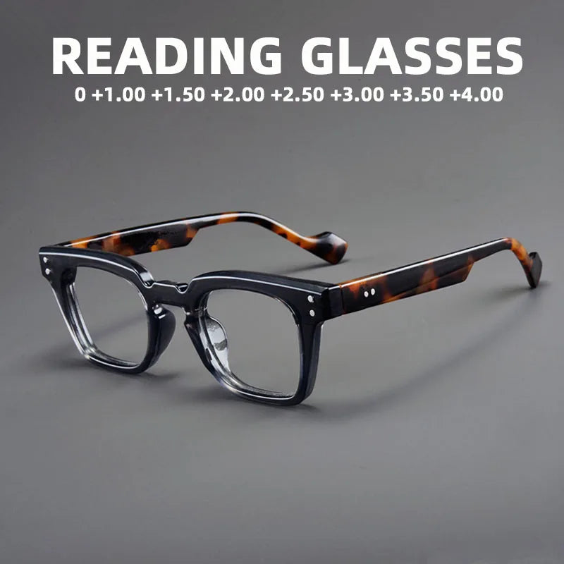 2025 New Square Reading Glasses Men Black Frame Presbyopia Eyeglasses Women Far Sight Optical Eyewear Diopters 0~+4.0 Spectacles