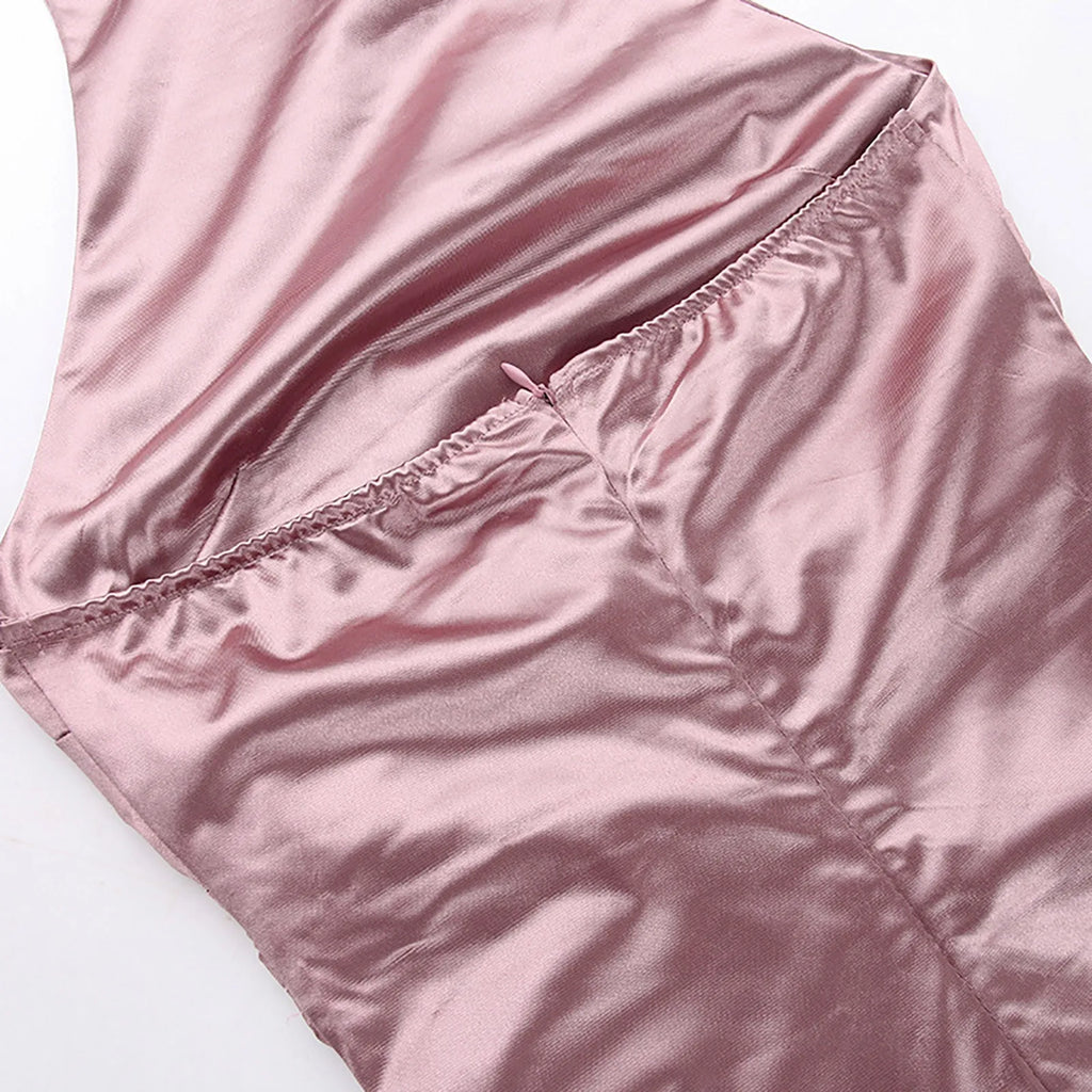 Bridesmaid Formal Dresses For Women Slim Fit Turtleneck Slit Satin Prom Dress Women's High Waist Pleated Evening Party Dresses