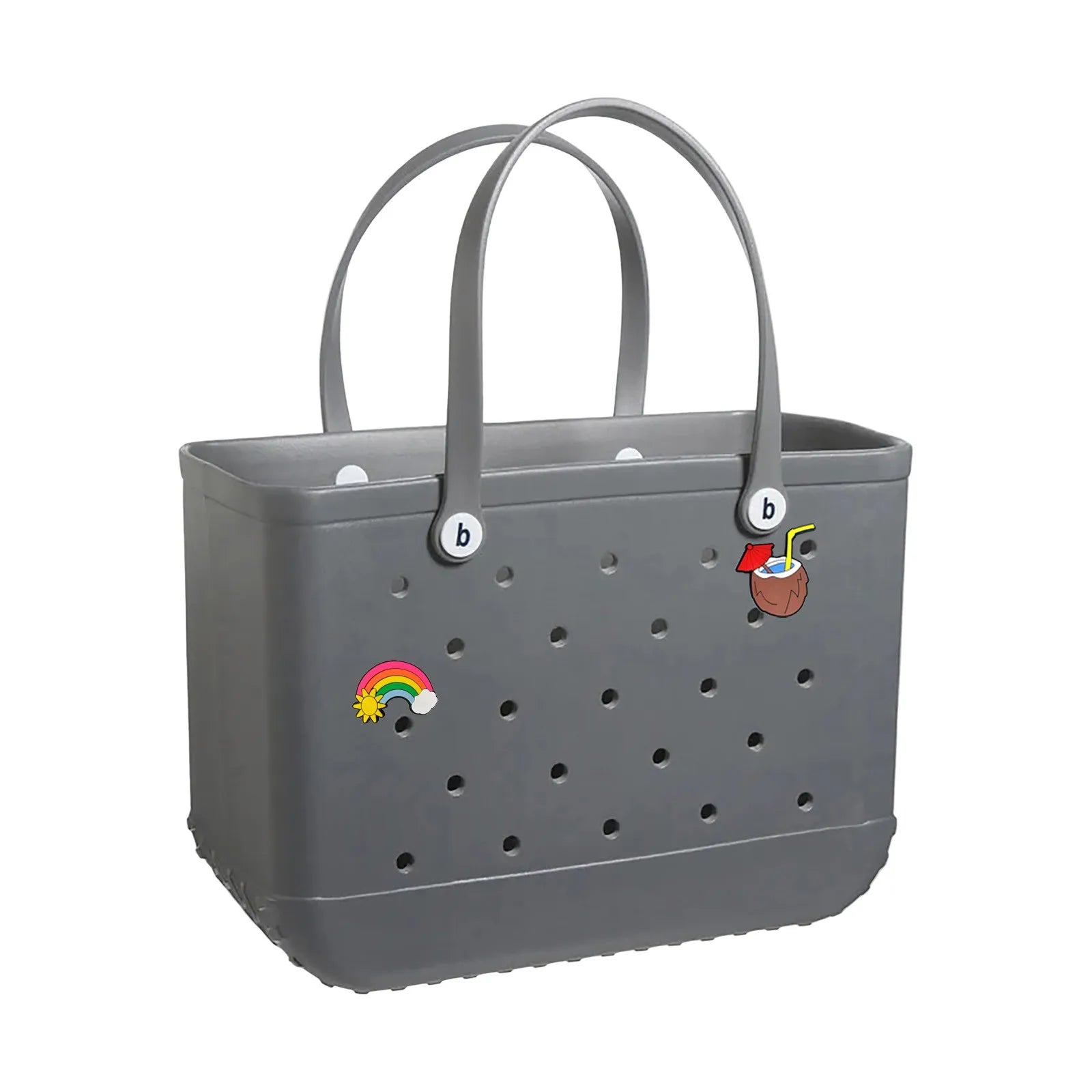 38x13x32cm Beach Bogg Bag Tote Silicone Basket Waterproof Mini Jelly Handbag Picnic Basket Multi-Purpose Croc Handbag Beach Bags