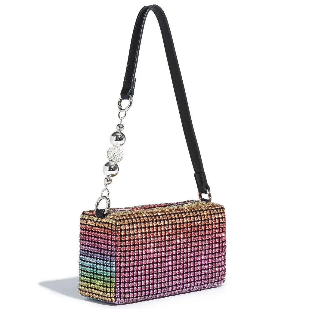 2025 Luxury Rhinestone Pearl Evening Bag for Women | Sparkly Stage Performance Purse | Elegant Dinner Party Clutch Crossbody Bag