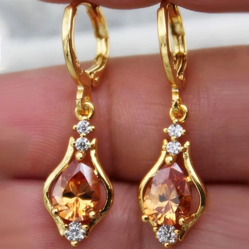 Light Luxury Temperament Accessories Earrings Multi-color Drop-shaped Zircon Earrings for Girls Women Party Elegant Jewelry