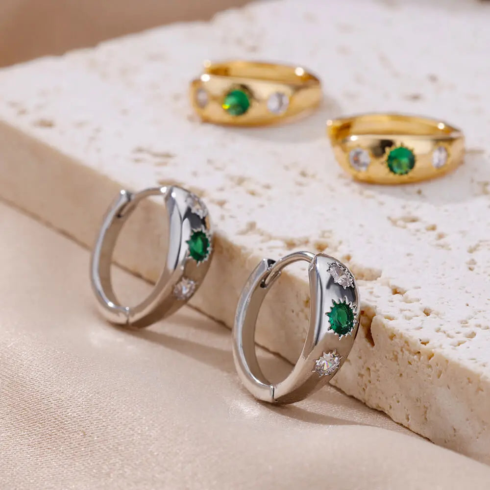 Zircon Round Star Earring For Women Geometric Stainless Steel Heart Hoop Earring Party Wedding Aesthetic Jewelry Gift 2025