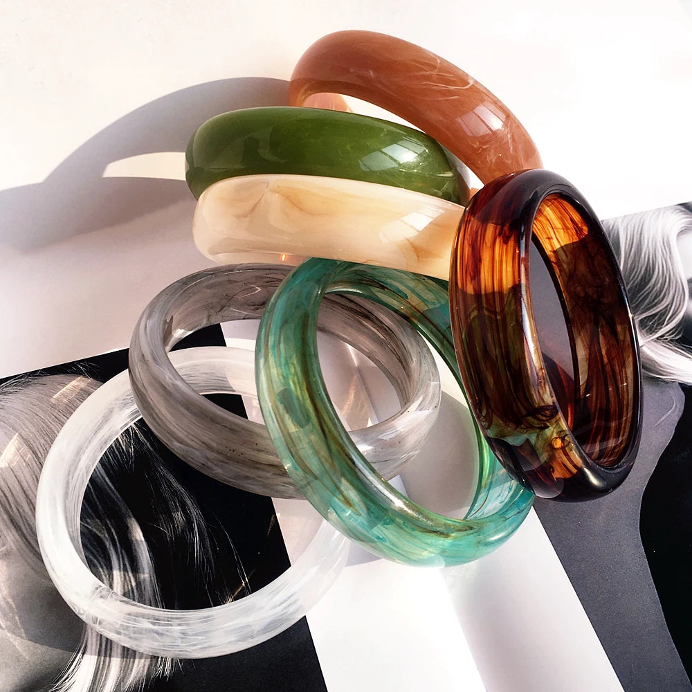 UJBOX Waterproof Acrylic Chunky Bangles Bracelets For Women Mother's Day Valentine's Day Jewelry Gift Wholesale
